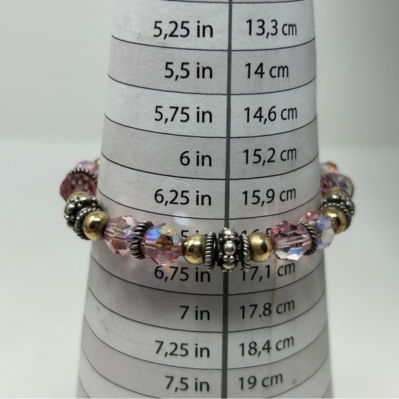 925 Sterling Silver Breast Cancer Survivor Ribbon Charm Pink Beaded Bracelet - Picture 7 of 8